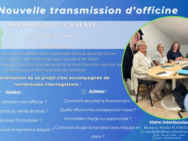 Une nouvelle transmission d’officine dans le Nord : Roubaix