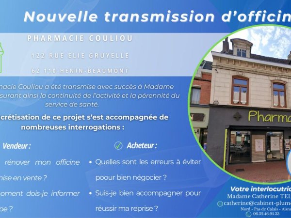 Nouvelle transmission d’officine dans le Pas-de-Calais : Hénin-Beaumont