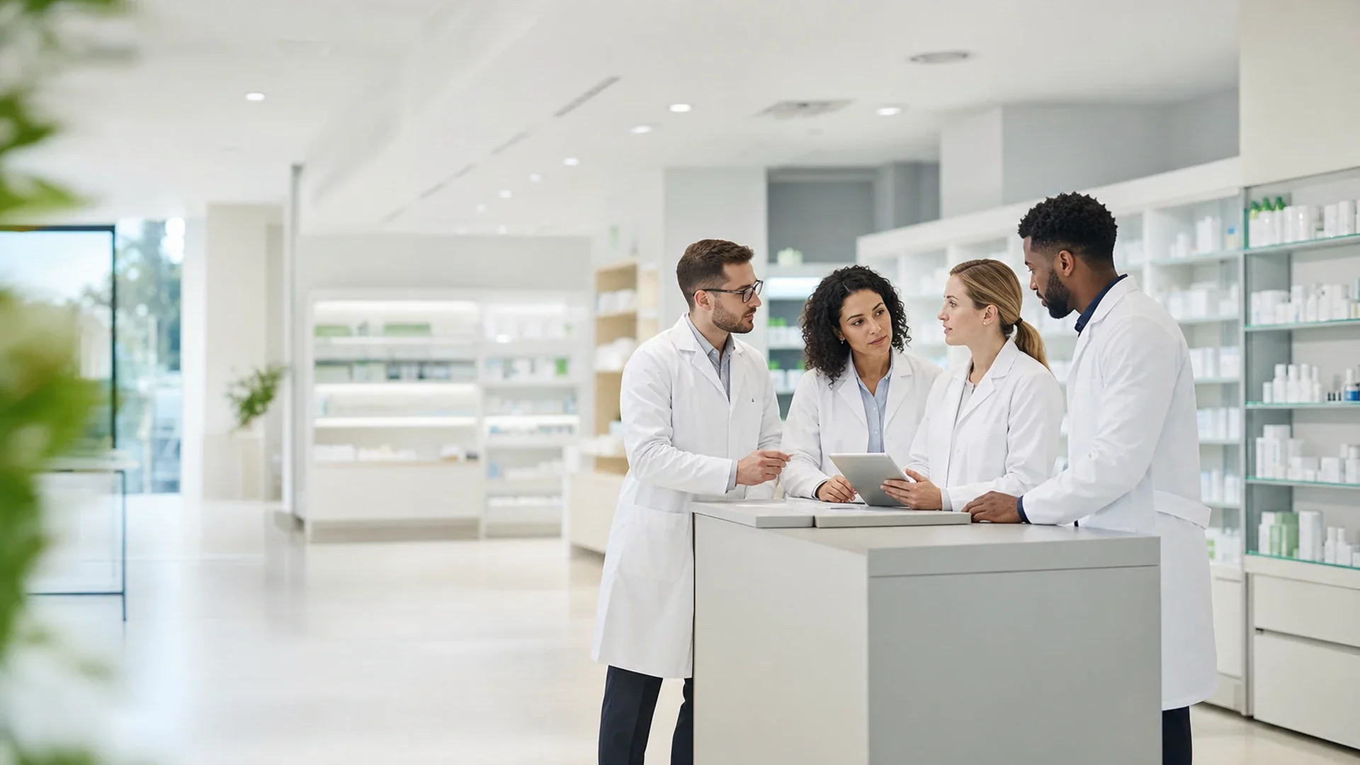 Pharmaciens échangeant sur la cession d'une officine à un adjoint salarié