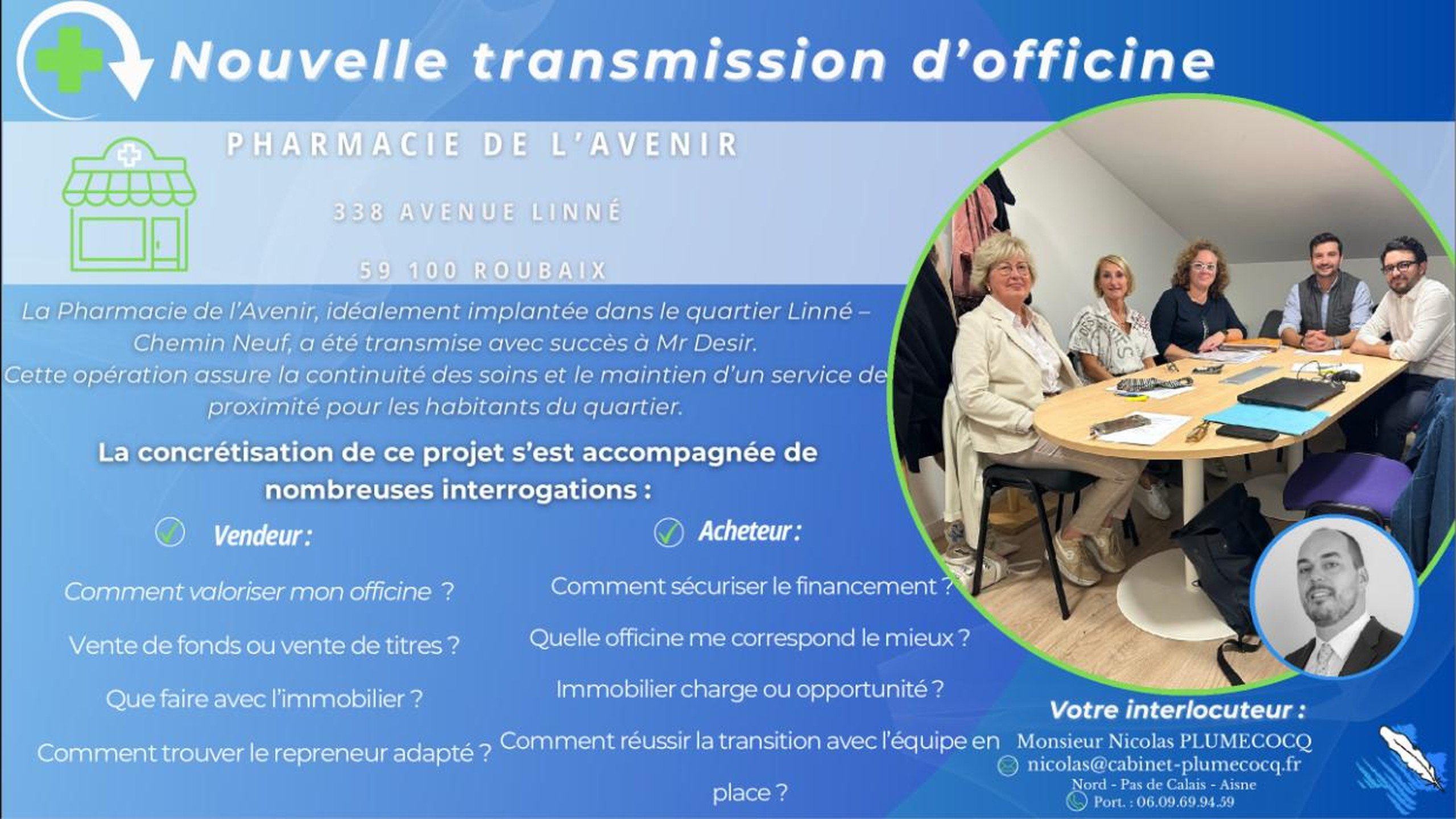 Une nouvelle transmission d’officine dans le Nord : Roubaix