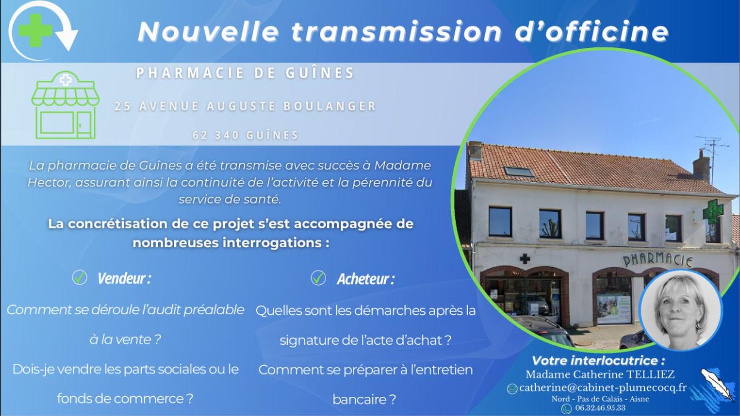 Nouvelle transmission d’officine dans le Pas de Calais : Guînes