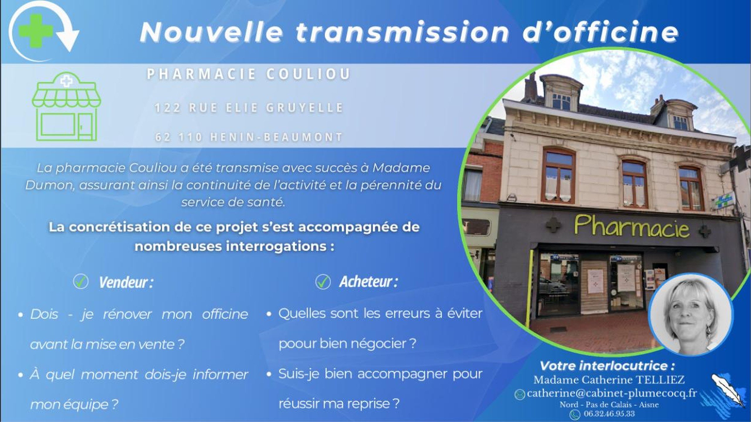 Nouvelle transmission d’officine dans le Pas-de-Calais : Hénin-Beaumont