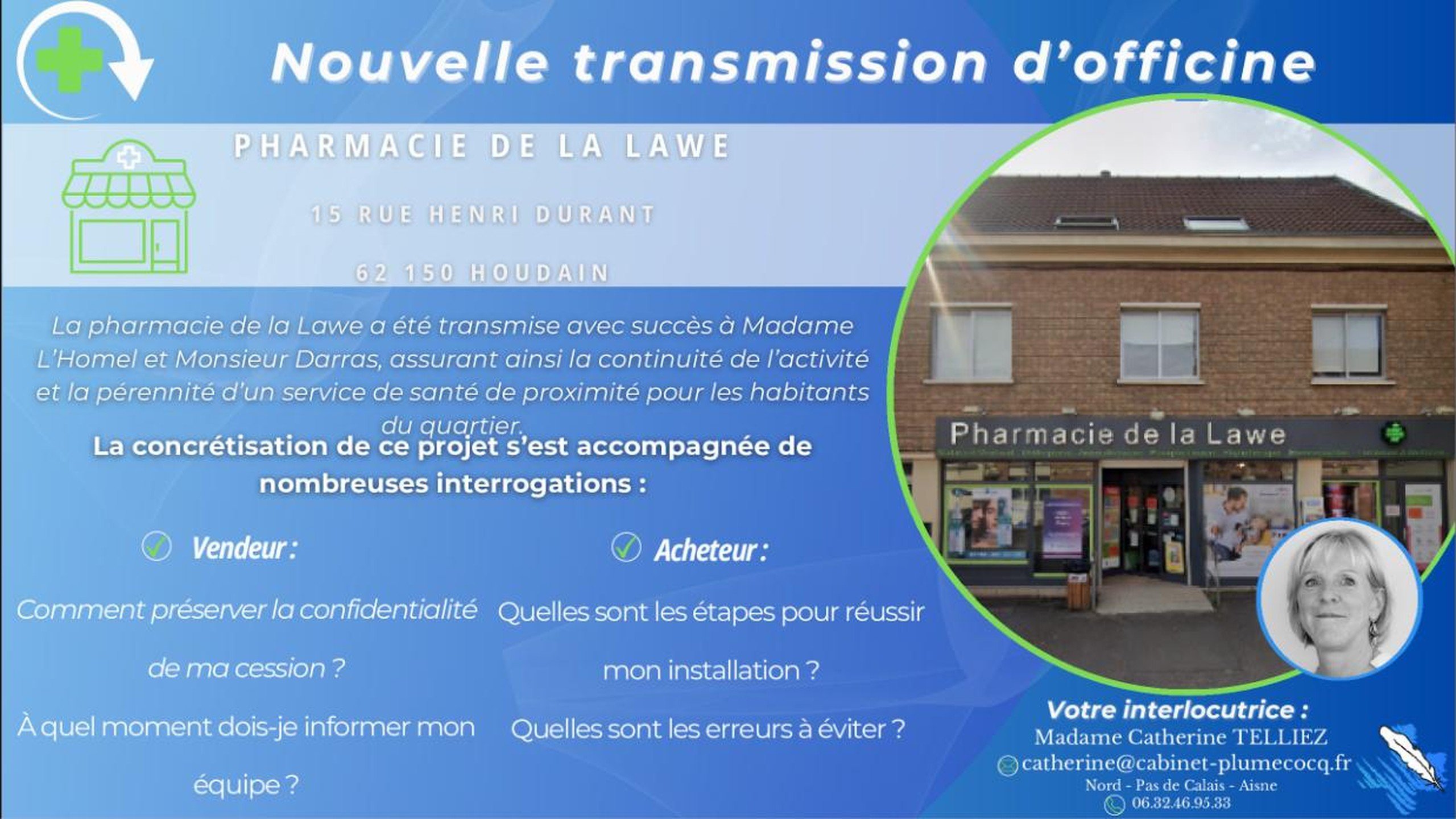 Nouvelle transmission d’officine dans le Pas de Calais : Houdain
