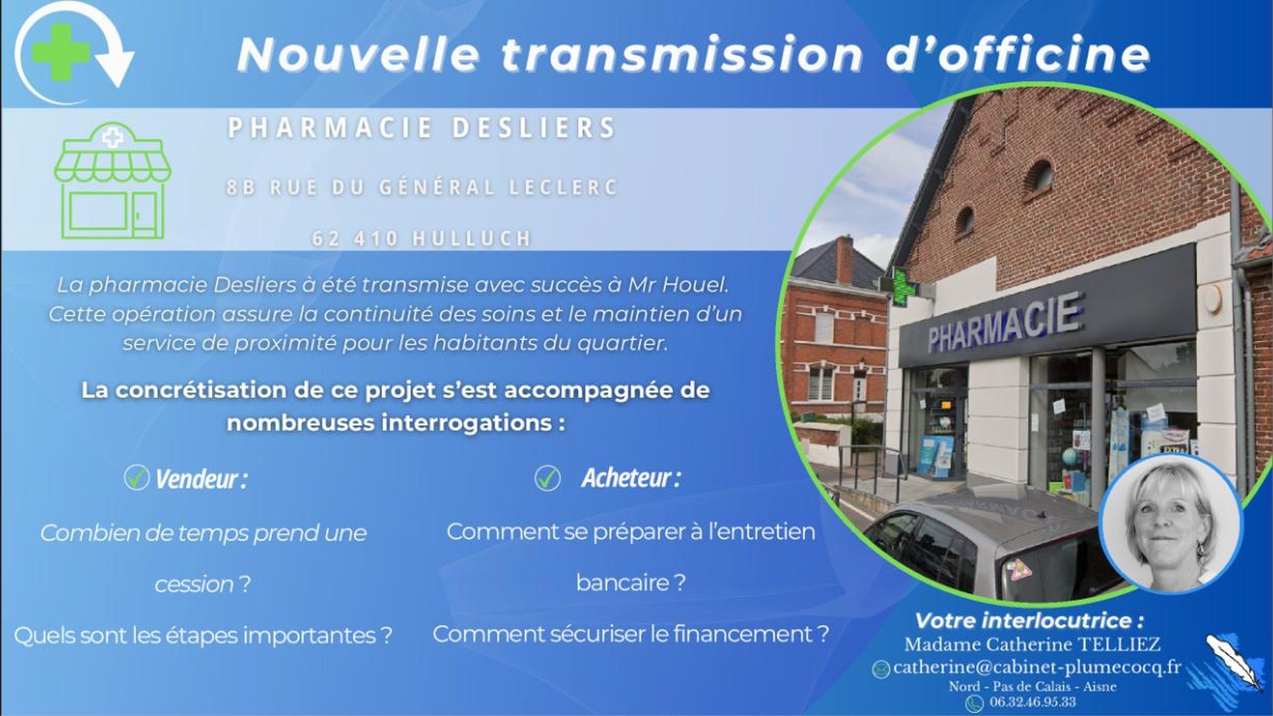 Nouvelle transmission d’officine dans le Pas de Calais : Hulluch