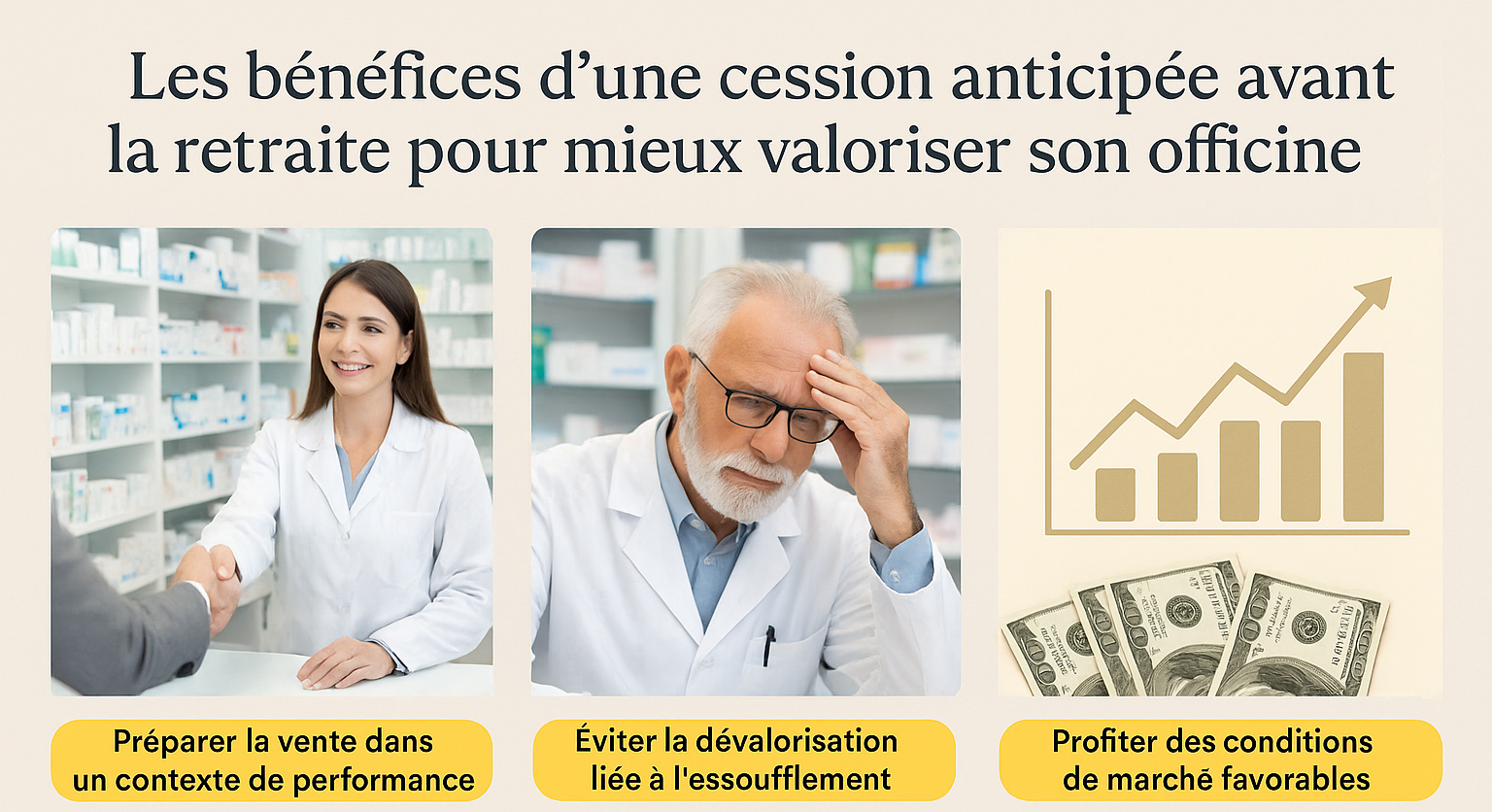 benefices cession anticipée pharmacie retraite