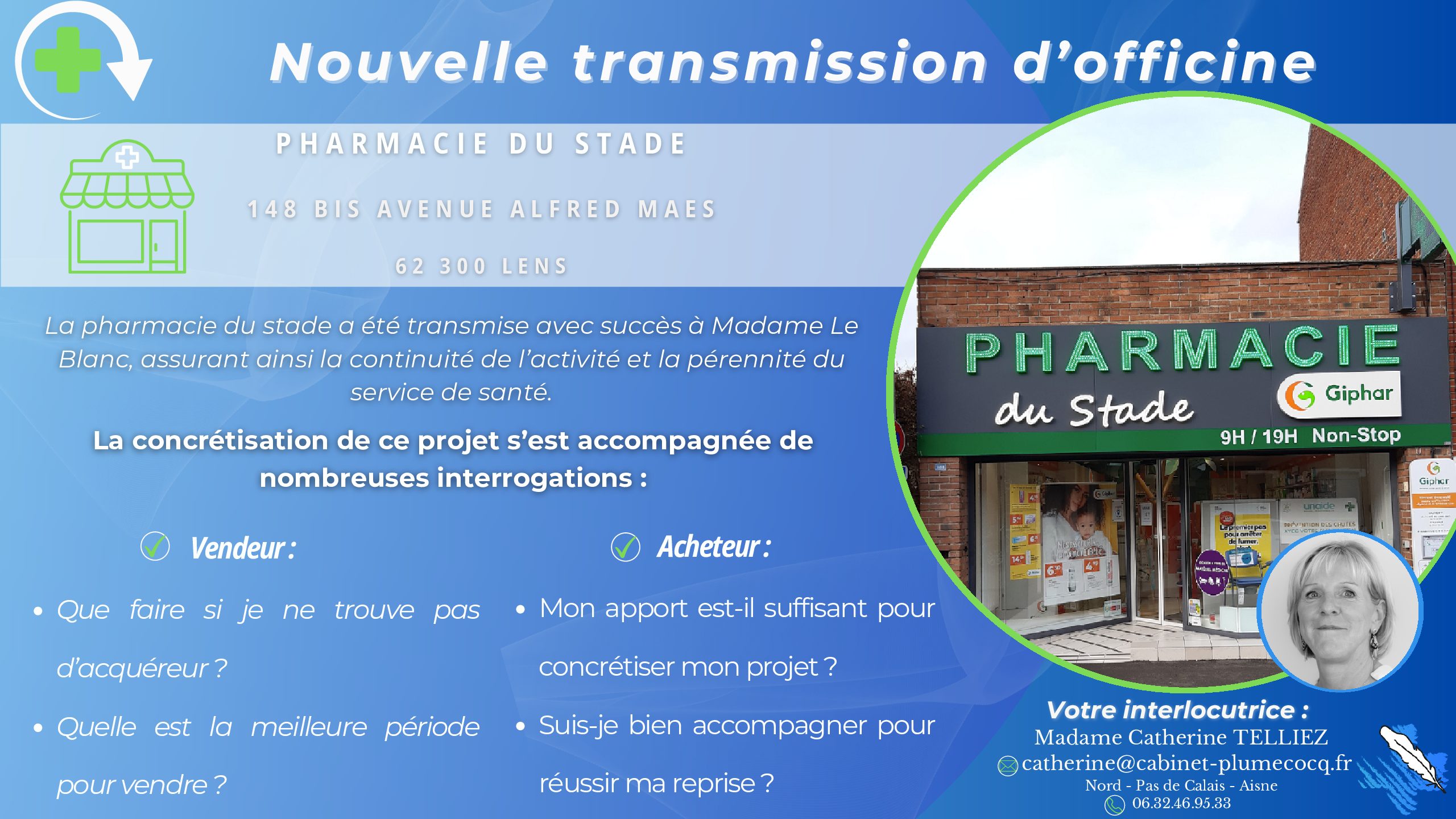 ✒️ Nouvelle transmission d’officine dans le Pas-de-Calais : Lens